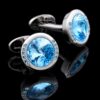 Round Sky Blue Gemstone Cufflinks from Gentlemansguru.com