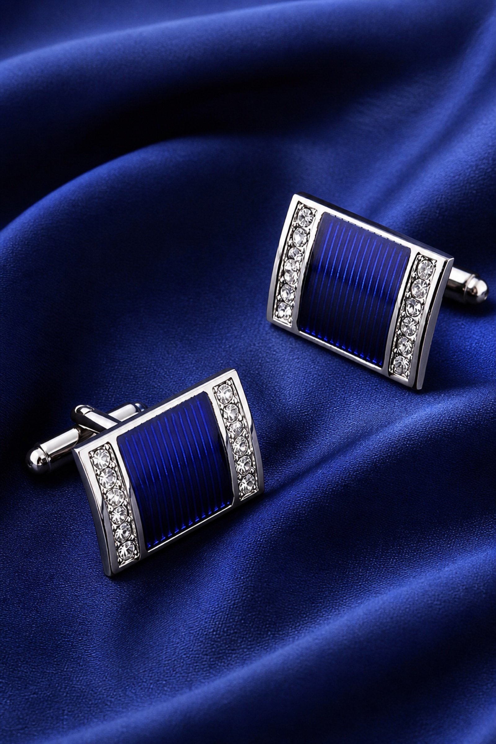 Royal Blue Crystal Cufflinks for Formal Events from Gentlemansguru.com