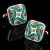 Silver and Green Enamel Cufflinks from Gentlemansguru.com