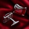 Silver and Red Gemstone Cufflinks for Men from Gentlemansguru.com