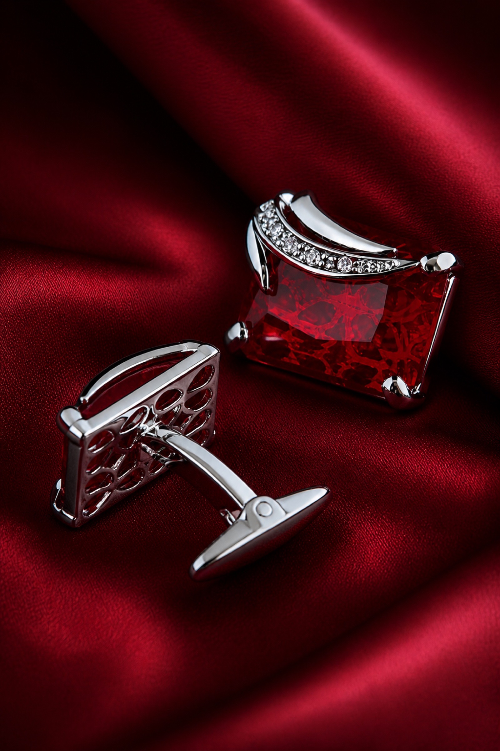 Silver and Red Gemstone Cufflinks for Men from Gentlemansguru.com