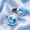 Sky Blue Crystal Wedding Cufflinks for Men from Gentlemansguru.com
