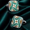 Square Green Enamel Cufflinks from Gentlemansguru.com