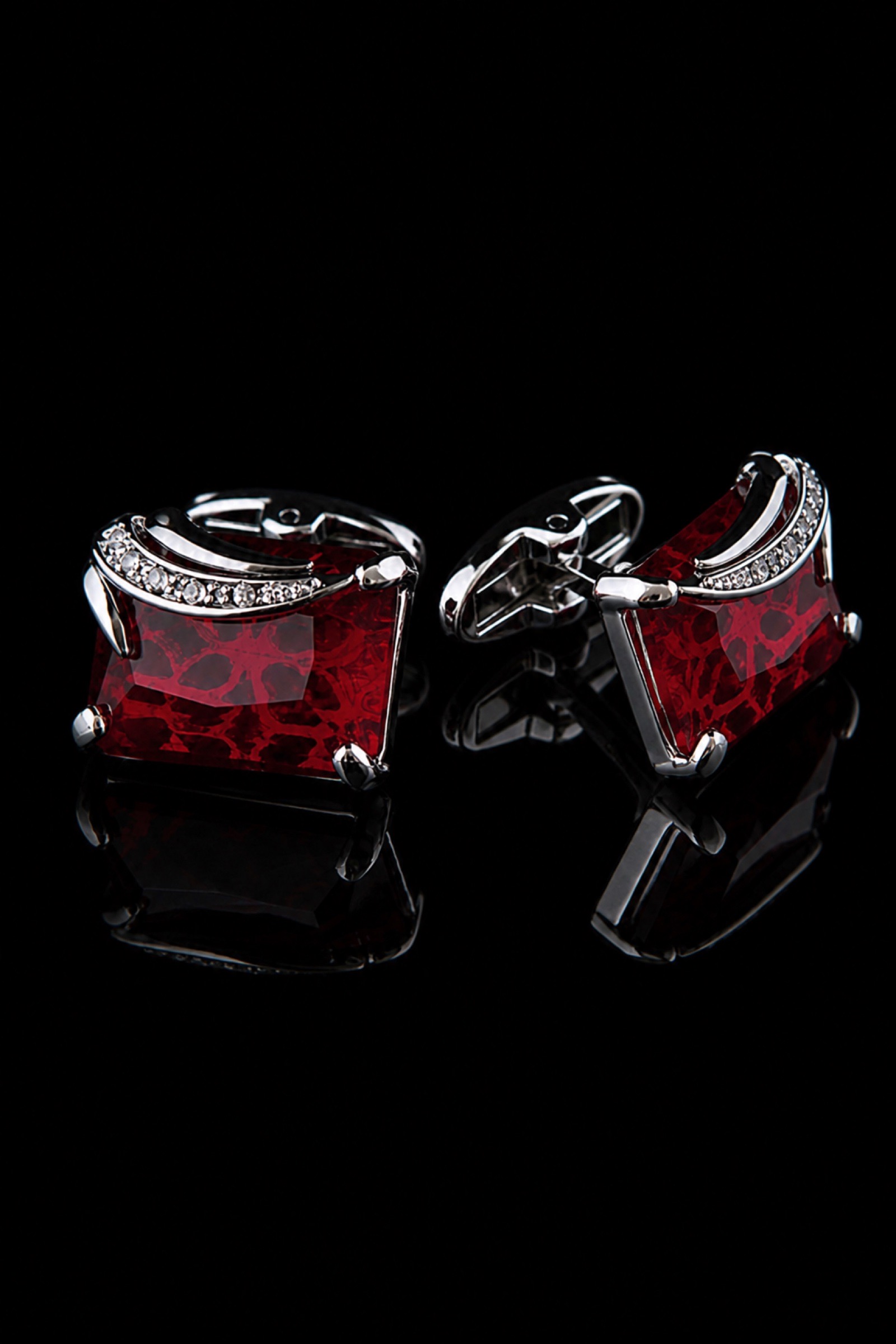 Sterling Silver Red Gemstone Cufflinks for Men from Gentlemansguru.com