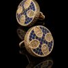Vintage crystal blue and gold cufflinks for men