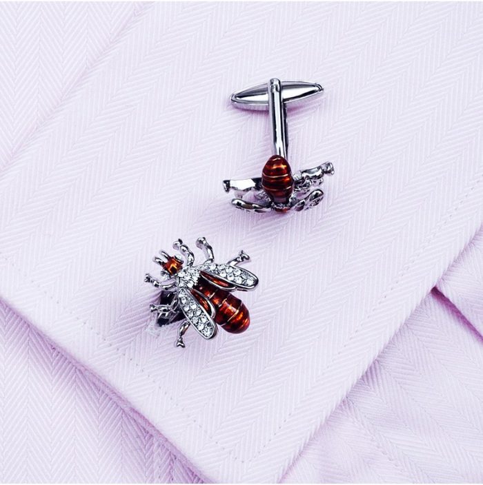 Australia Button Shirt Bee Cufflinks With Enamel Crystal from Gentlemansguru.com