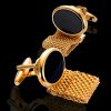 Black And Gold Mesh Wrap Around Cufflinks from Gentlemansguru.com