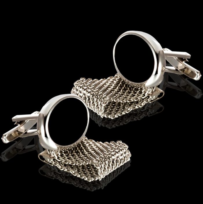 Black And Silver Wrap Around Cufflinks Set from Gentlemansguru.Com