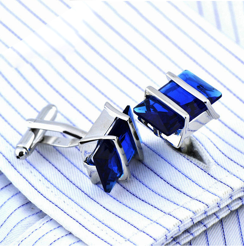 TieMart Blue Round Cufflinks