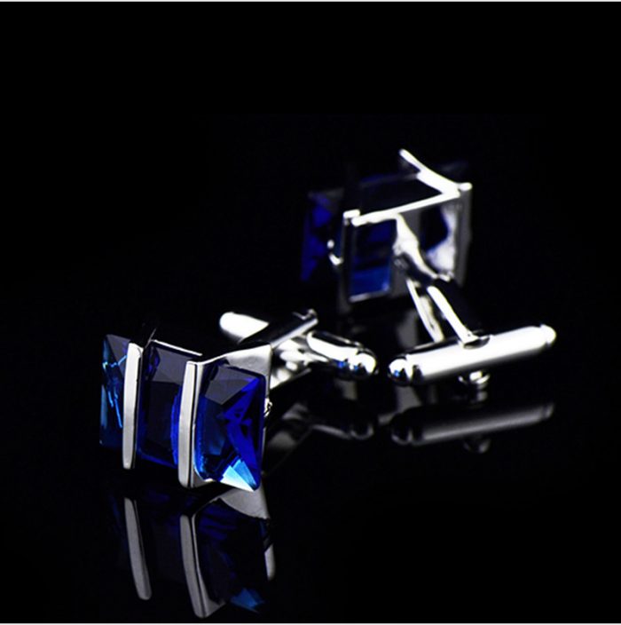 Blue Star Sapphire Cufflinks With Crystal and Silver Plating from Gentlemansguru.com