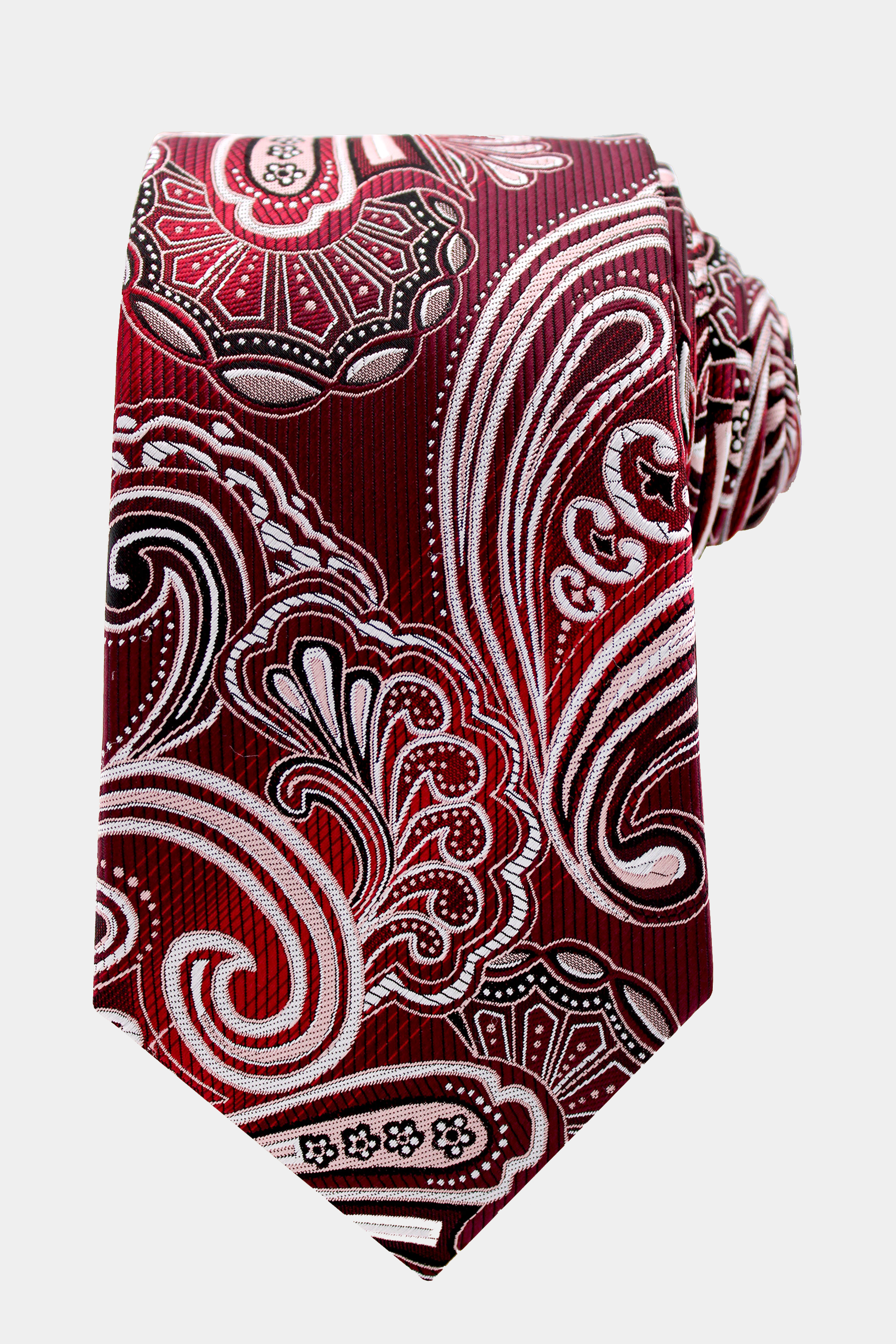 New Men's Polyester Woven Neck Tie necktie only burgundy paisley prom wedding 