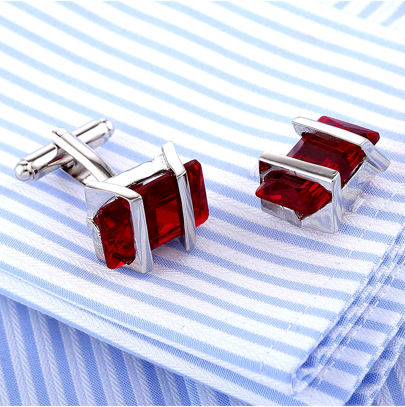 Crystal Red & Silver Cufflinks