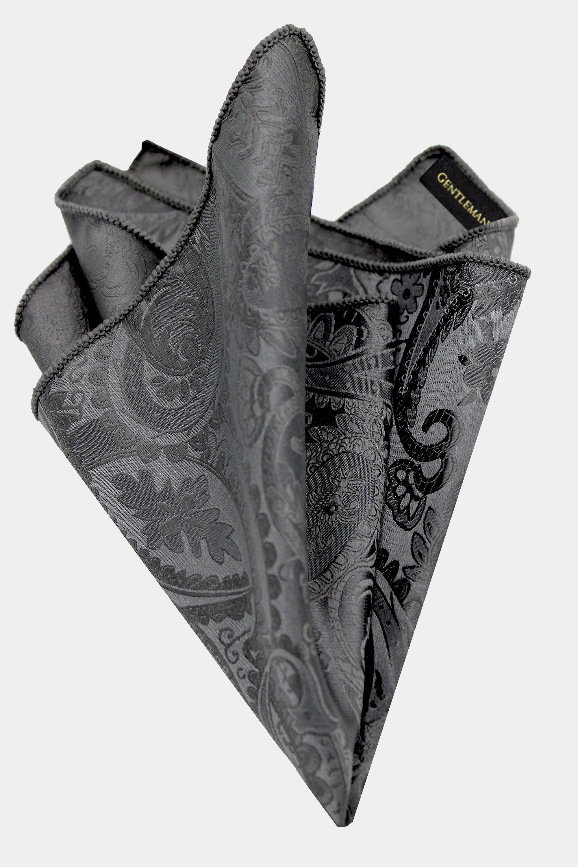 Charcoal-Grey-Paisley-Pocket-Square-Handkerchief-from-Gentlemansguru.com