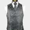 Charcoal Grey Paisley Vest & Tie Set - 3 Piece