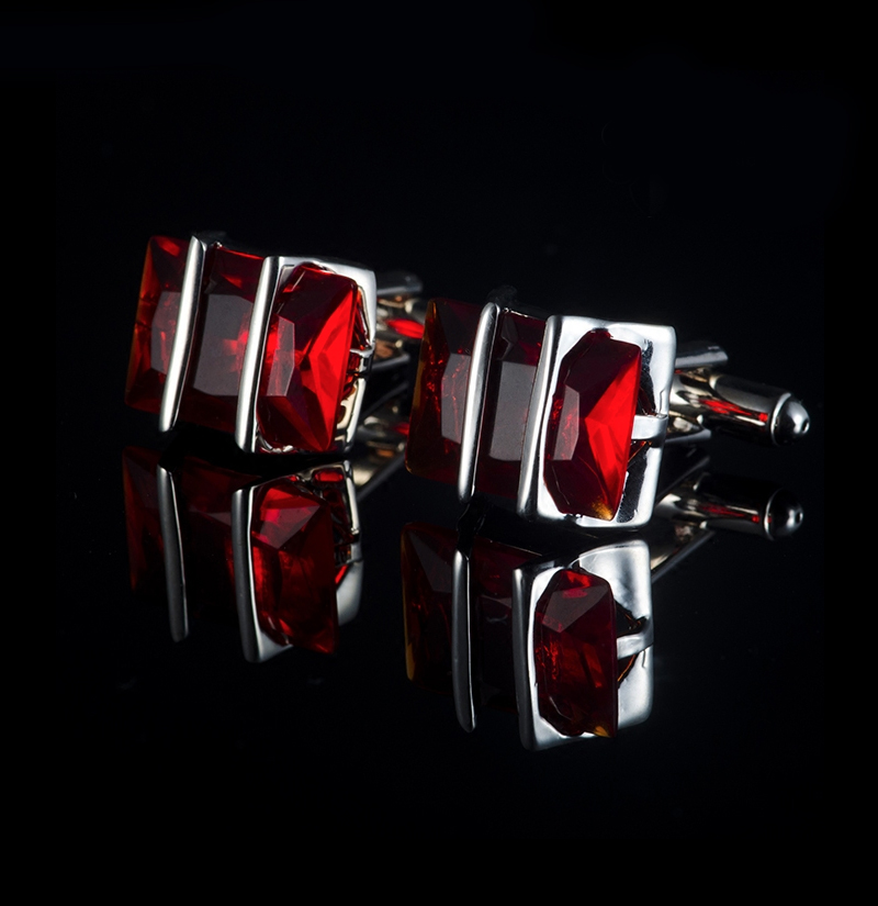 Crystal Red & Silver Cufflinks