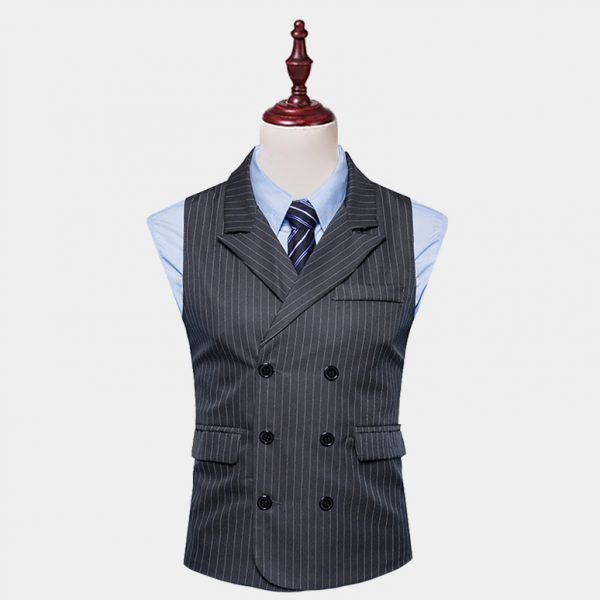 Double Breasted Black Pinstripe Vest Gentleman's Guru