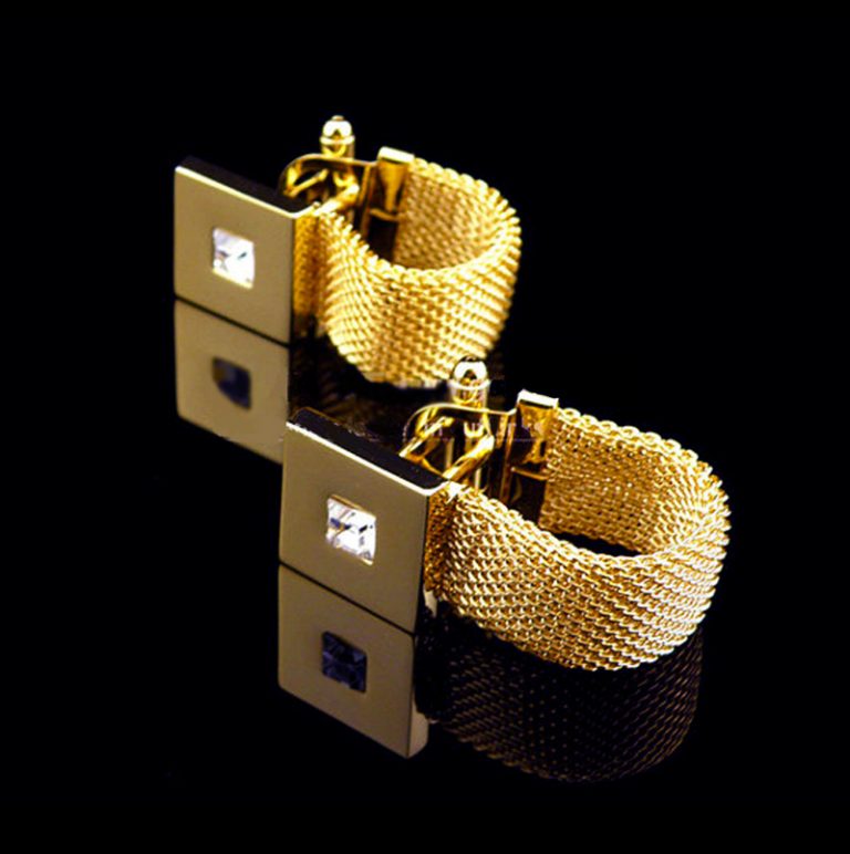 Gold Mesh Wrap Around Cufflinks Set Uk from Gentlemansguru.com