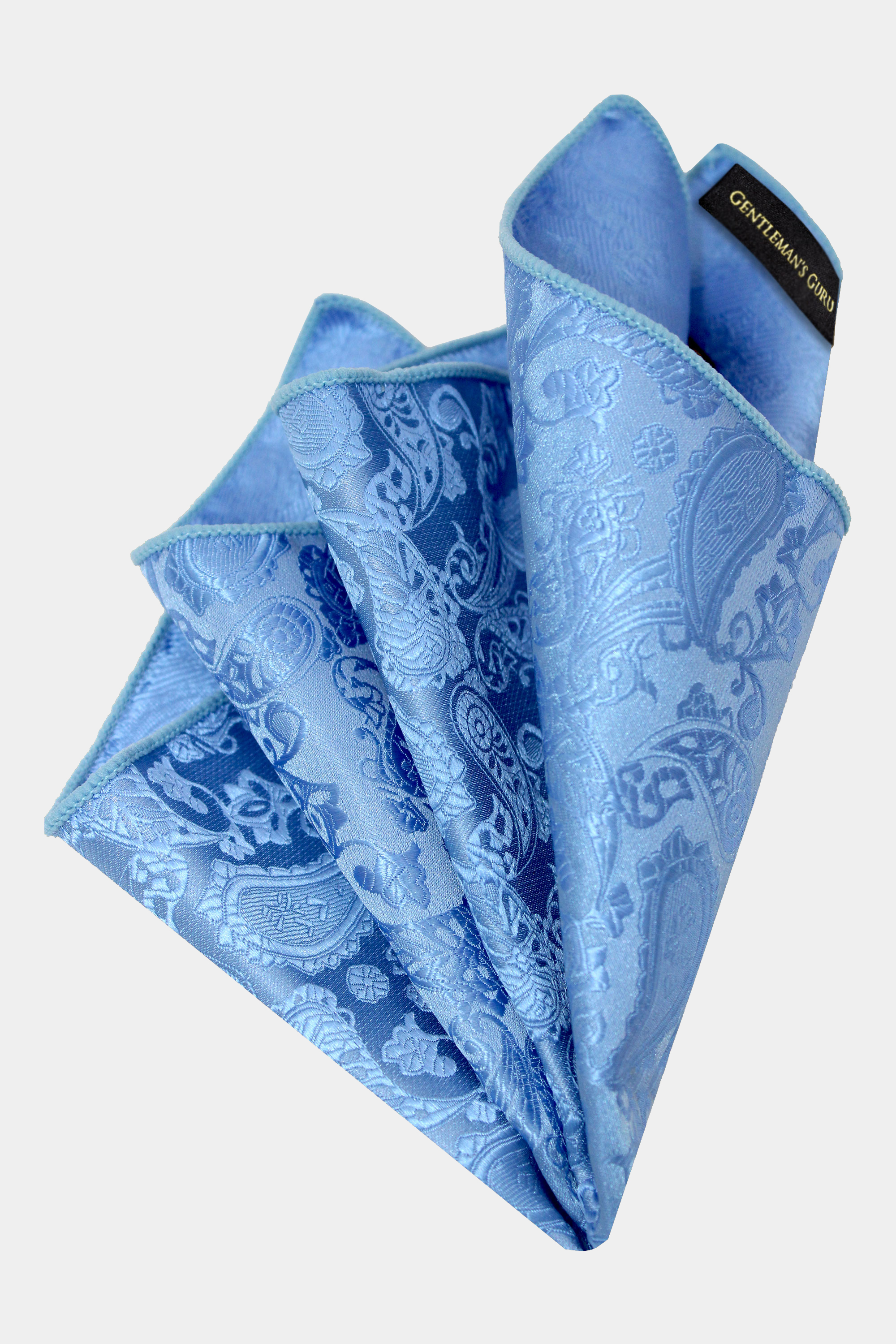 New Men's Polyester Woven pocket square hankie only turquoise blue paisley prom 