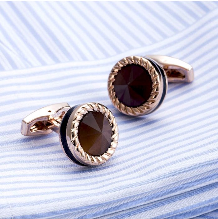 Luxury Rose Gold Cats Eye Cufflinks Set from Gentlemansguru.com