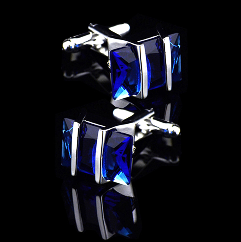 Mens Blue Sapphire Crystal Cufflinks Set from Gentlemansguru.com