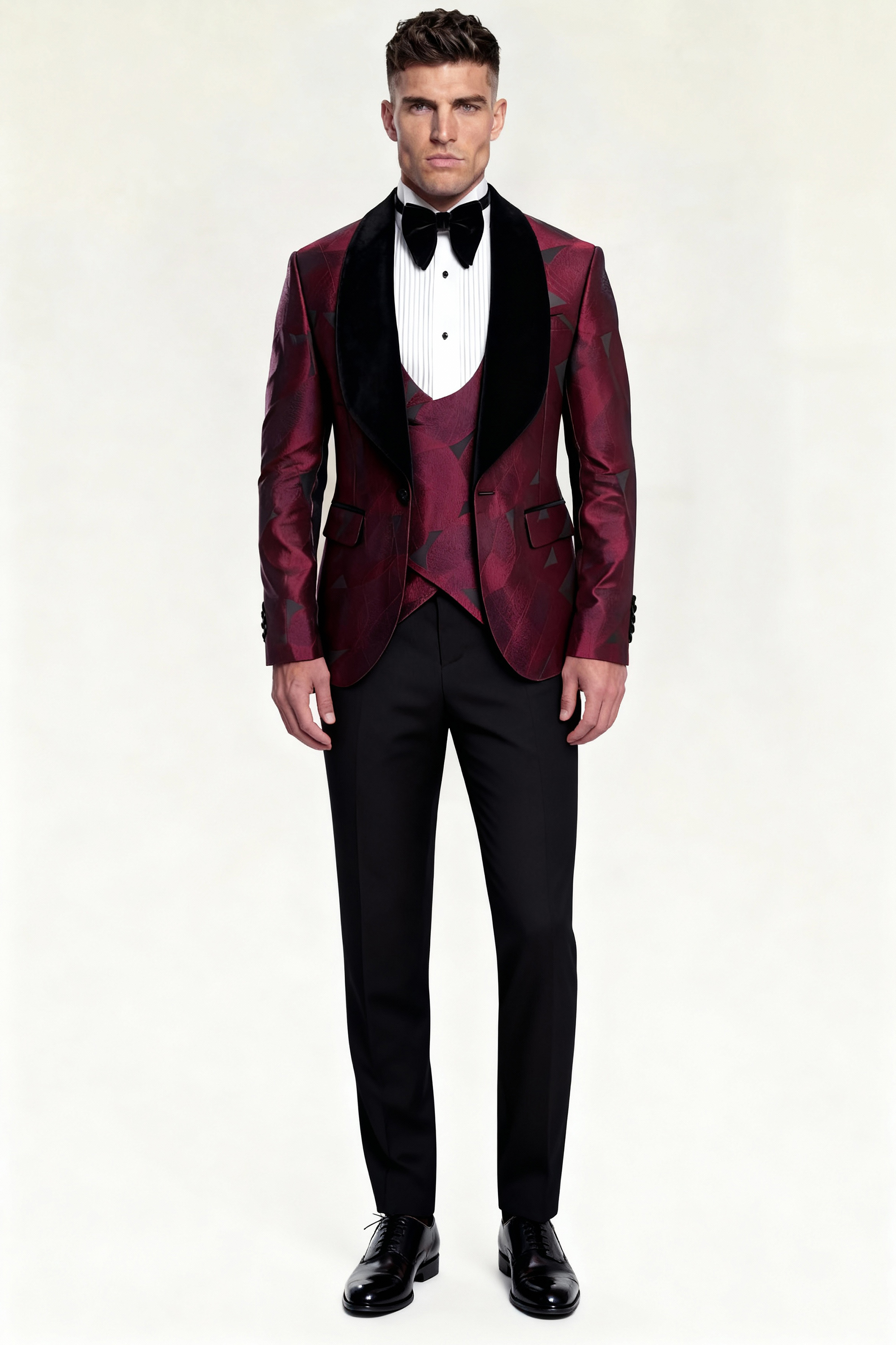 Mens-Burgundy-Tuxedo-With-Blac-Lapel-Luxury-Suit-from-Gentlemansguru.com