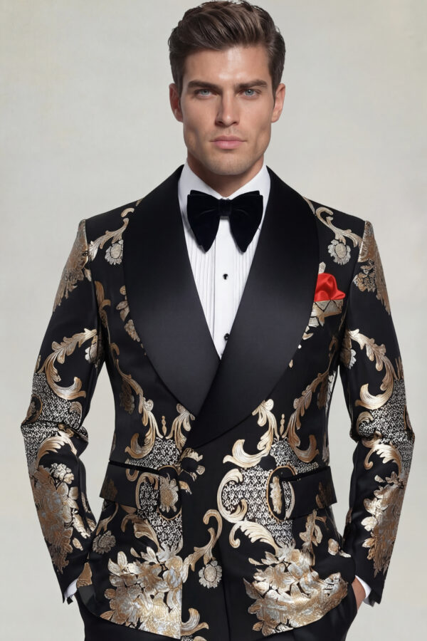 Mens-Champagne-and-Black-Tuxedo-Groom-Prom-Wedding-Suit-from-Gentlemansguru.com