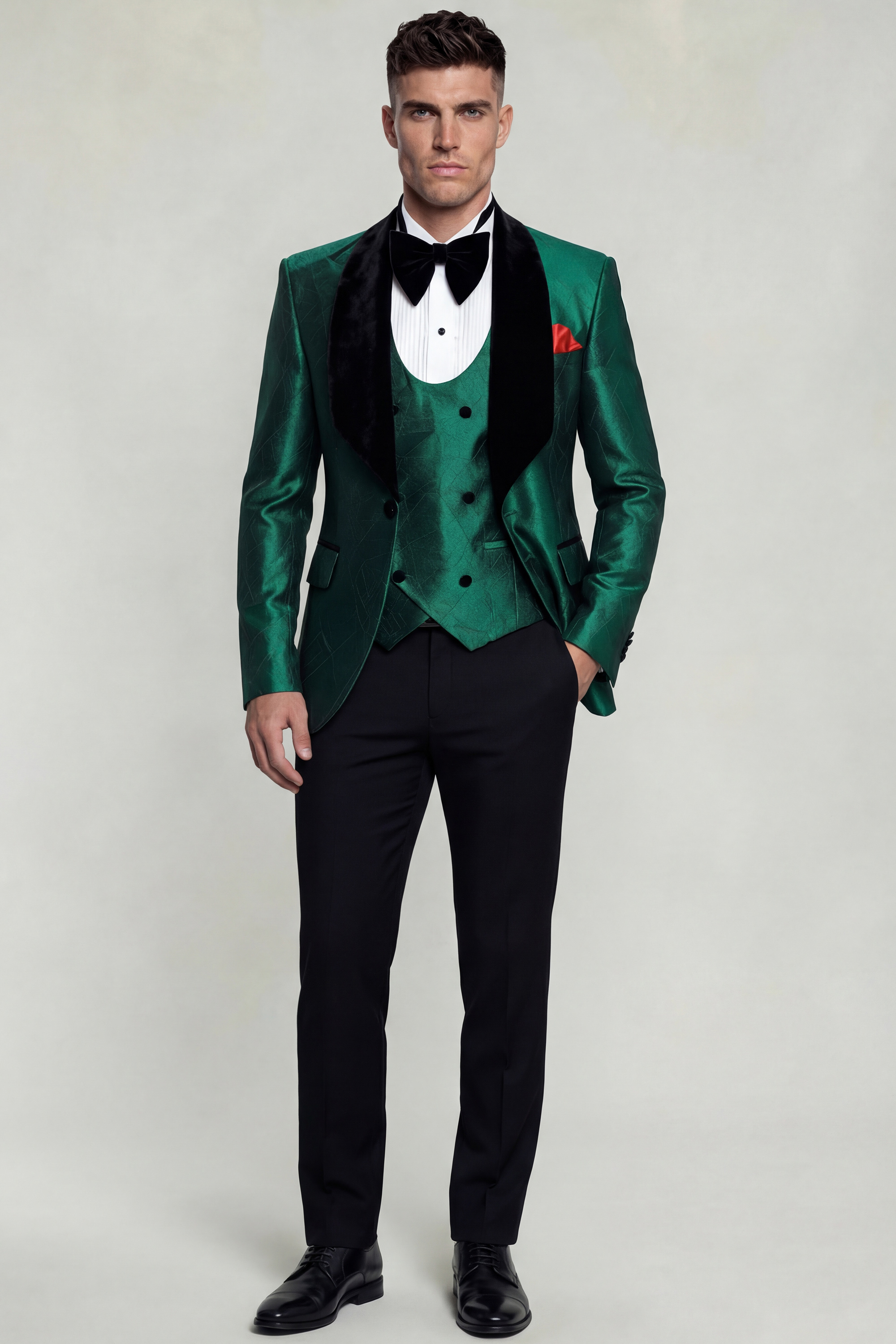 Mens-Green-Tuxedo-With-Black-Lapel-Luxury-Prom-Suit-King-from-Gentlemansguru.com