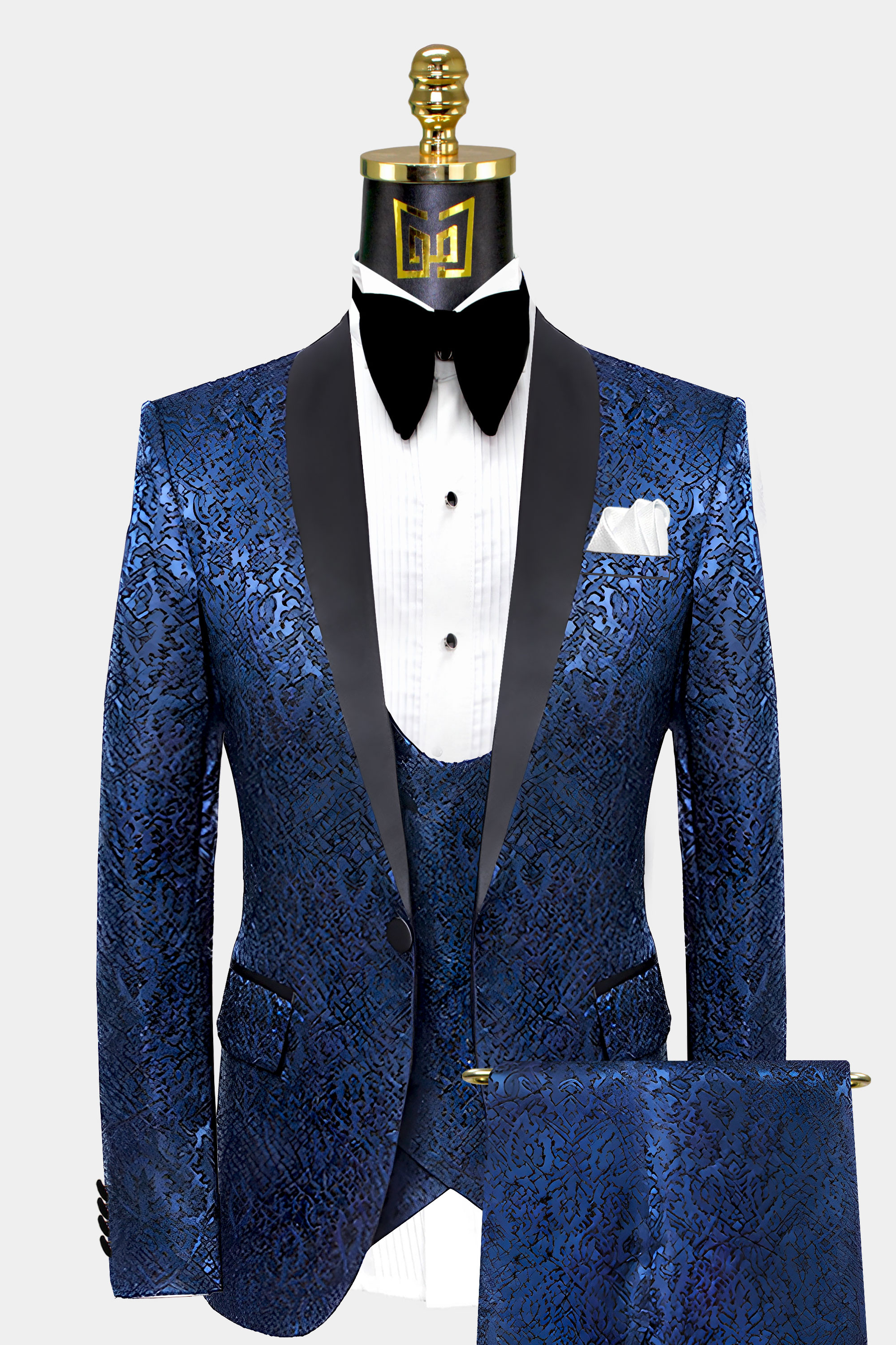 Navy tux, white bow tie  Blue suit bow tie, Navy tux, Blue suit