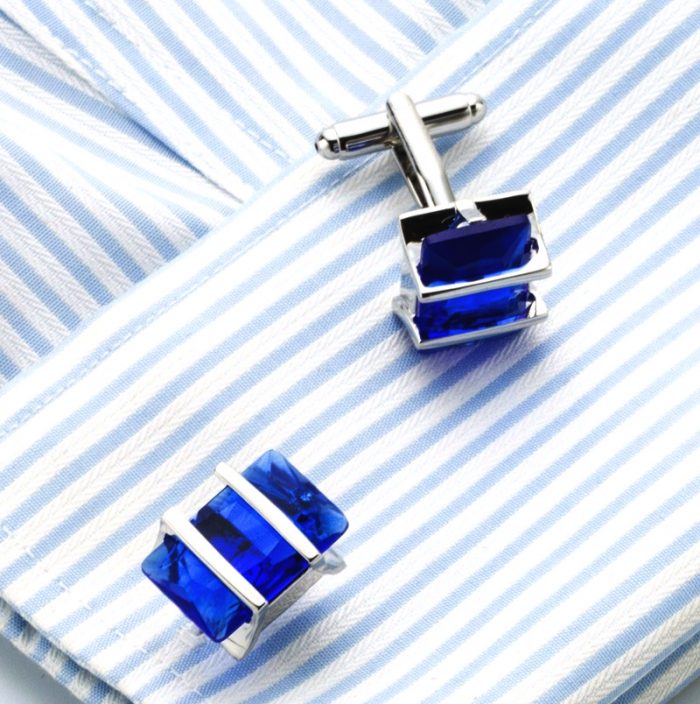 Mens Sapphire Blue Cufflinks Set Cuff Shirt For Men from Gentlemansguru.com