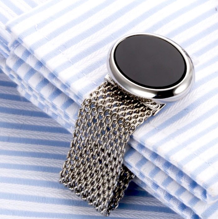 Mesh Silver Wrap Around Cufflinks Set from Gentlemansguru.com