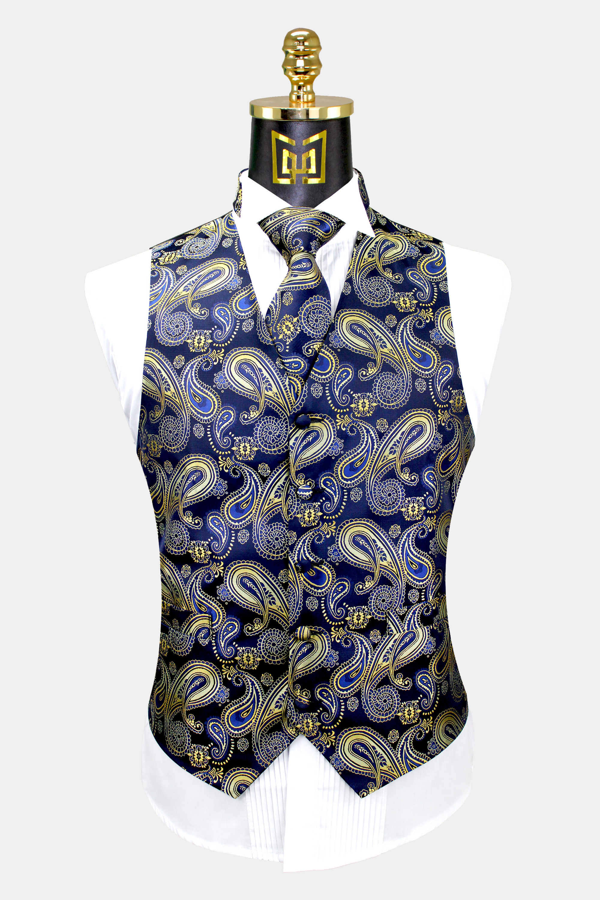 Navy-Blue-and-Gold-Paisley-Vest-Tie-Set-Groom-Wedding-Tuxedo-Vest-from-Gentlemansguru.com_
