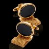 Oval Black And Gold Wrap Around Cufflinks Set from Gentlemansguru.com