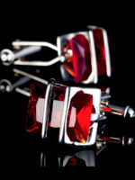 Crystal Red & Silver Cufflinks