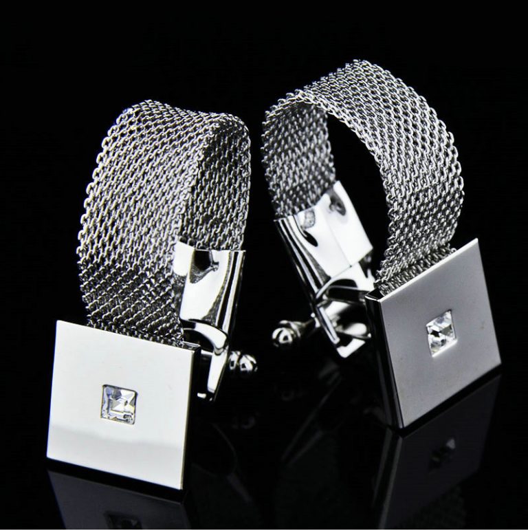 Silver Mesh Wrap Around Cufflinks Set from Gentlemansguru.com