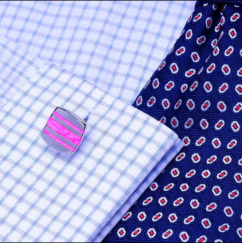Thomas-Pink Cufflinks-Silver And Pink Cufflinks from Gentlemansguru.com