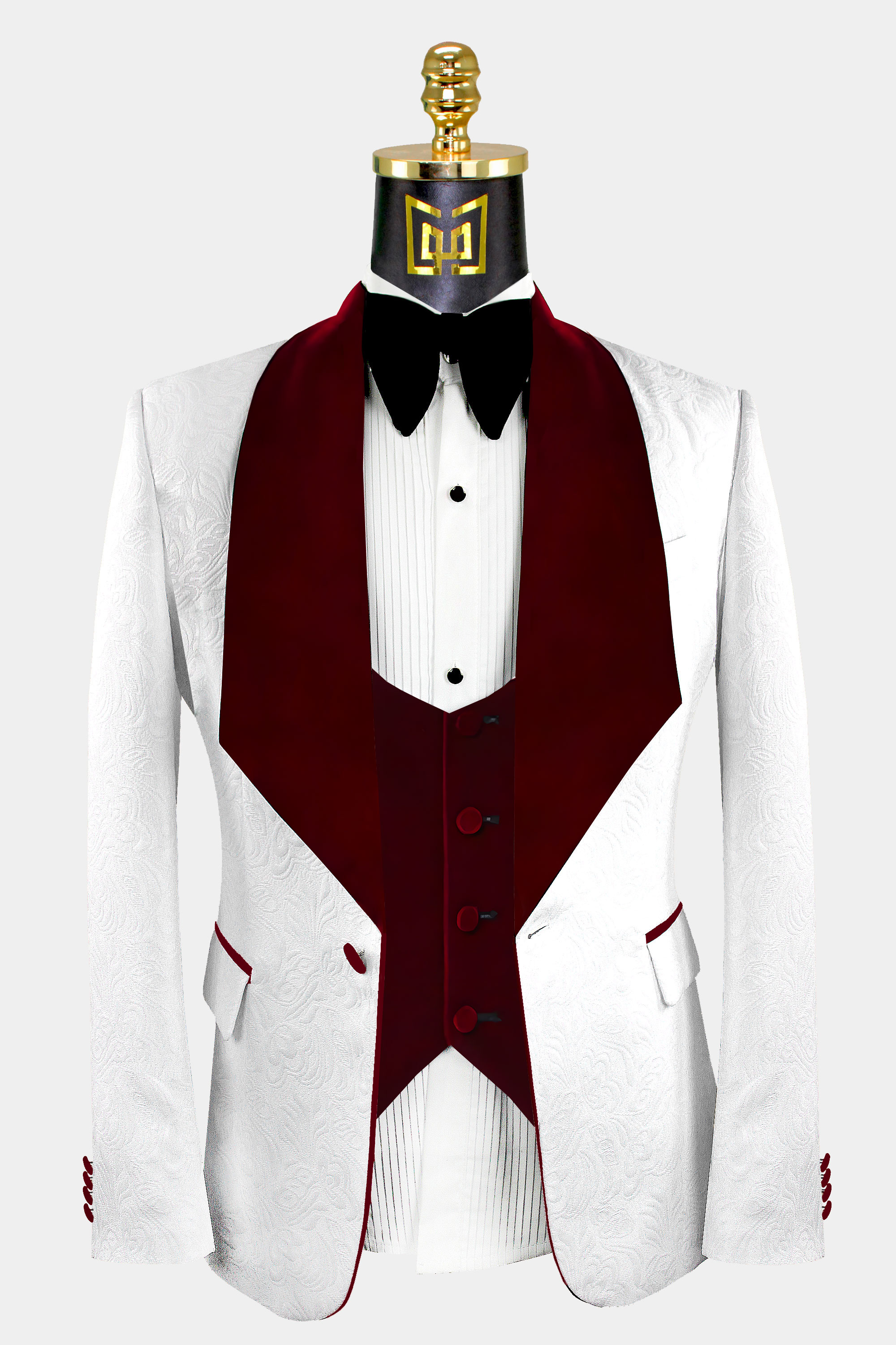 White-and-Maroon-Burgundy-Tuxedo-Grom-Wedding-Suit-For-Men-from-Gentlemansguru.com