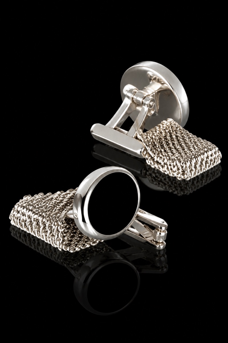 Black And Silver Wrap Around Cufflinks Set from Gentlemansguru.Com