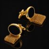 Black Oval Gold Wrap Around Cufflinks Set from Gentlemansguru.com