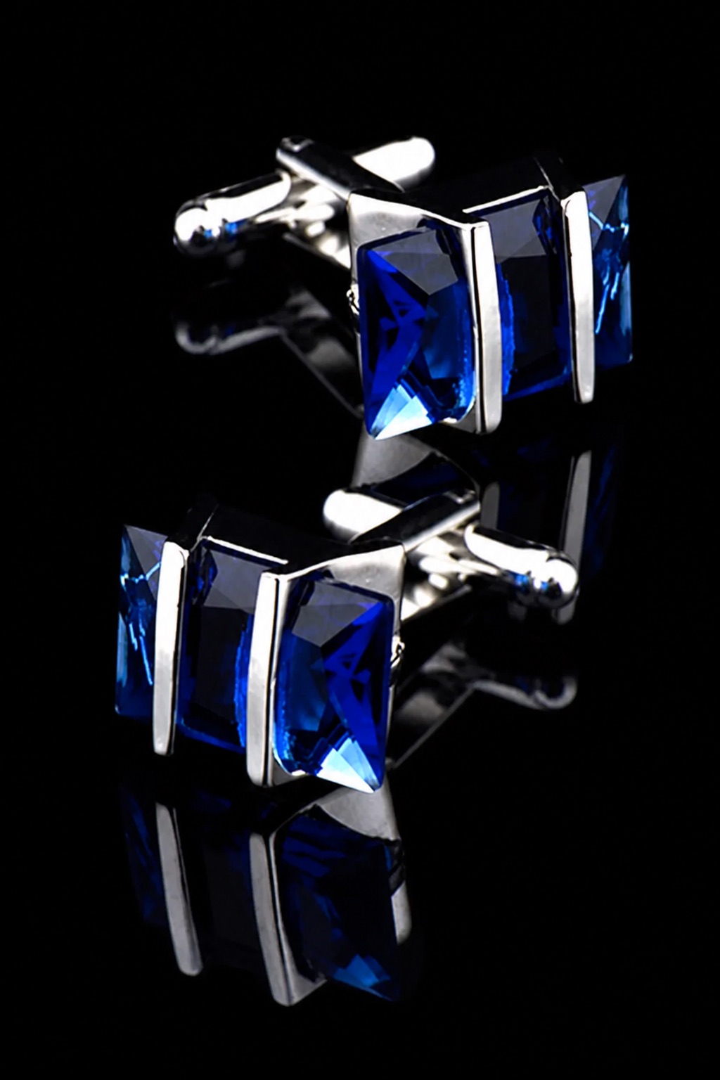 Blue Sapphire Crystal Cufflinks for Men from Gentlemansguru.com