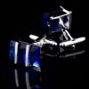 Blue Sapphire Cufflinks Silver Setting from Gentlemansguru.com