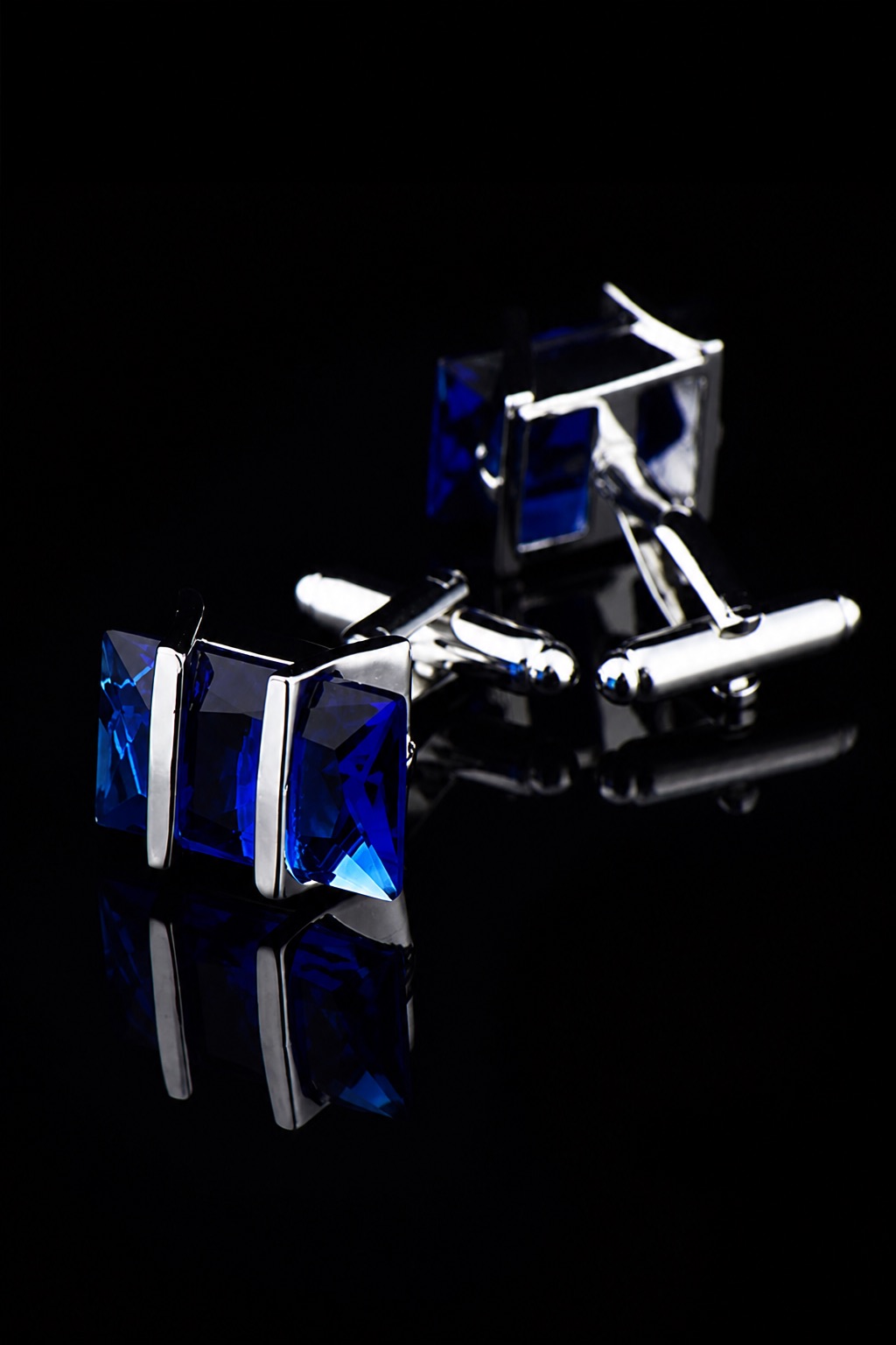 Blue Sapphire Cufflinks Silver Setting from Gentlemansguru.com