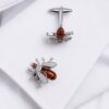 Crystal Bee Cufflinks on White Dress Shirt from Gentlemansguru.com