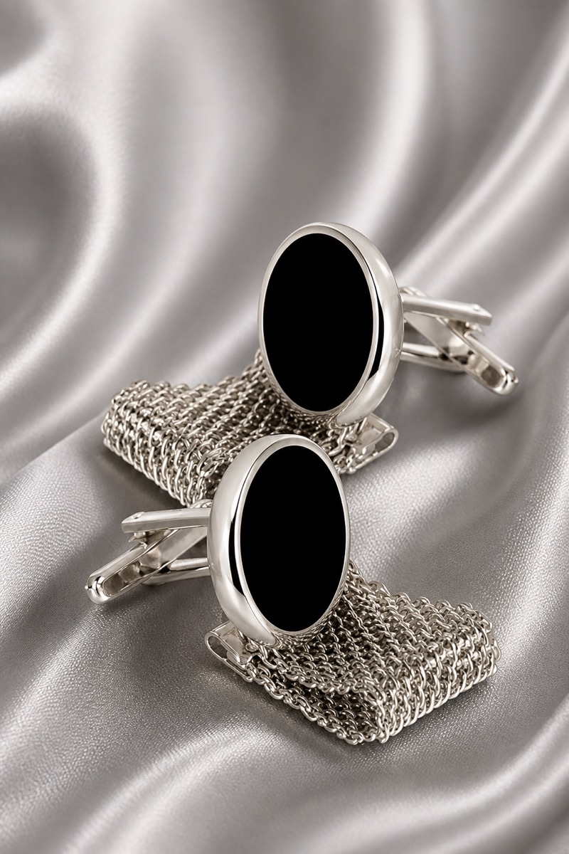 Elegant Black Oval Cufflinks from Gentlemansguru.com