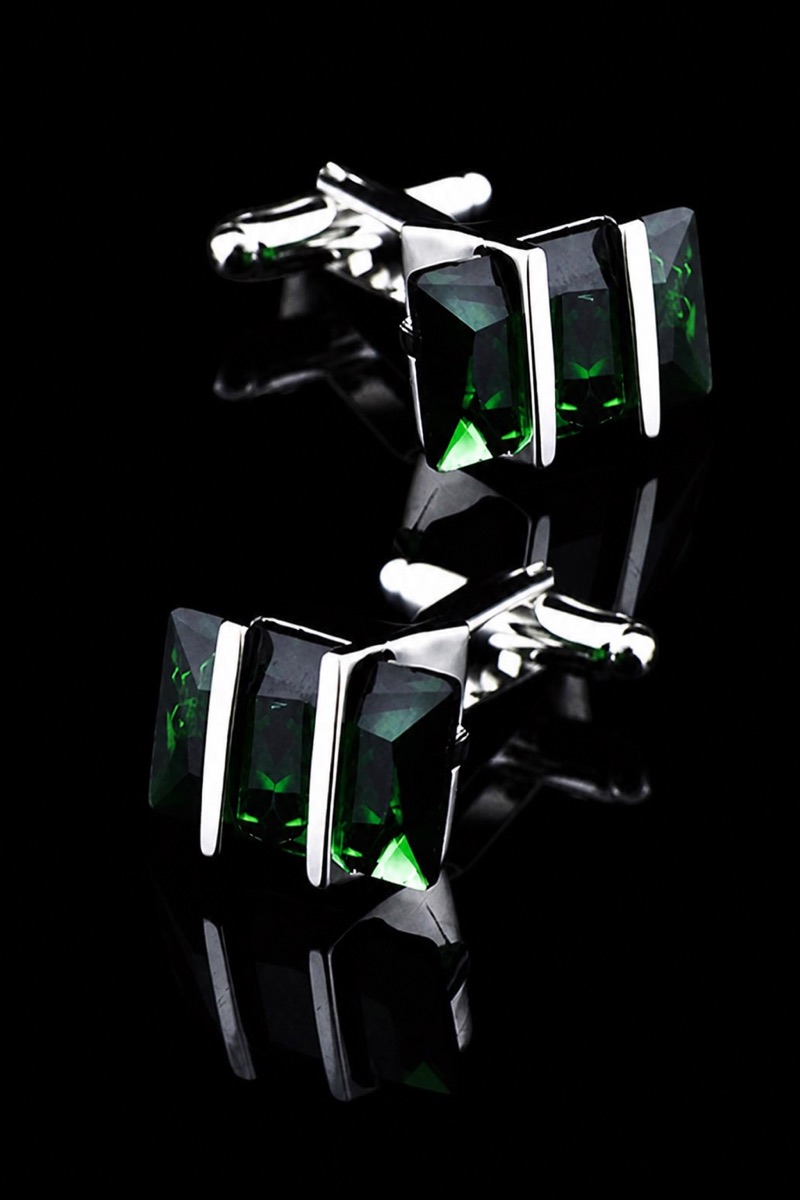 Emerald Green Crystal Cufflinks for Men from Gentlemansguru.com