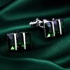 Emerald Green Crystal Cufflinks on Satin from Gentlemansguru.com