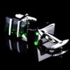 Emerald Green Crystal Cufflinks Side View from Gentlemansguru.com
