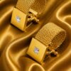 Gold Crystal Mesh Cufflinks for Men from Gentlemansguru.com