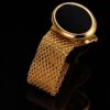 Luxury Black and Gold Mesh Cufflinks Side View from Gentlemansguru.com