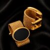 Luxury Black Onyx Gold Cufflinks Set from Gentlemansguru.com