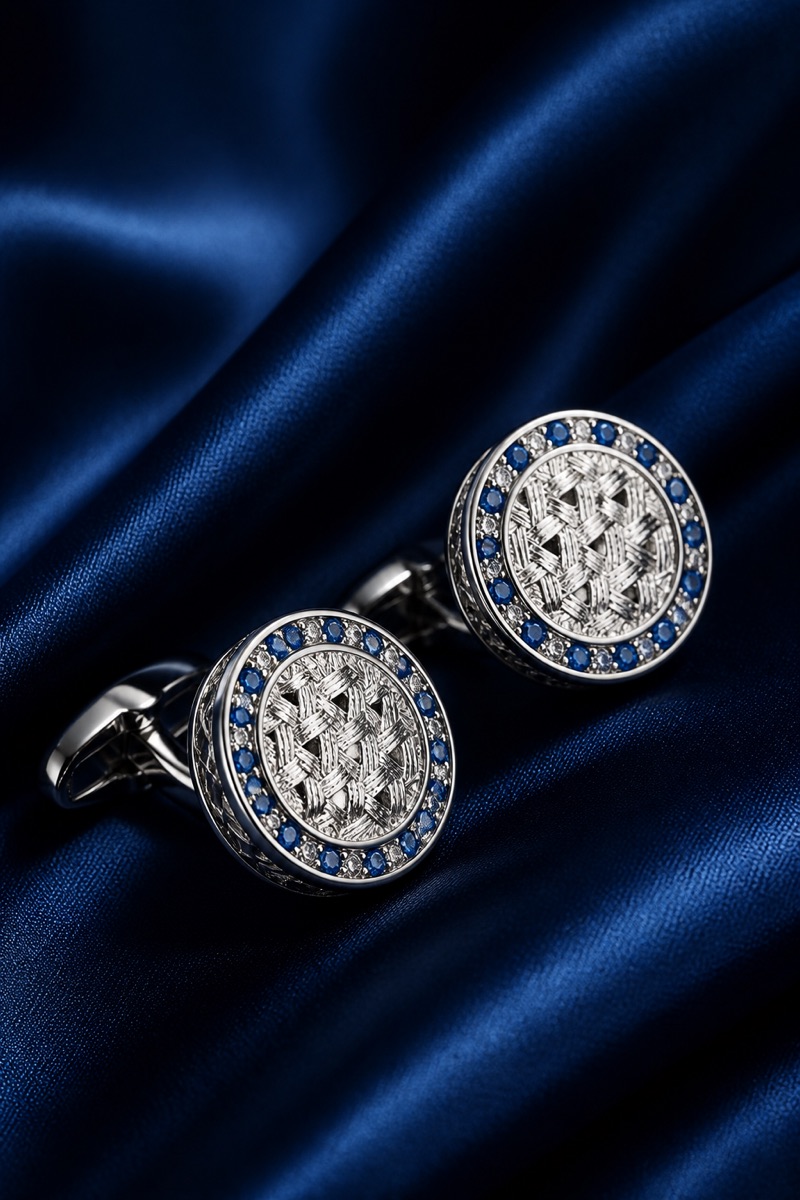 Luxury Blue Crystal Wedding Cufflinks for Men from Gentlemansguru.com